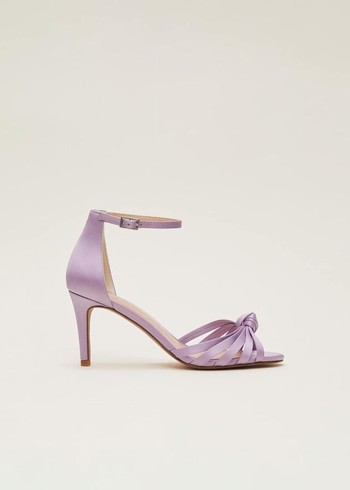 Phase Eight Purple Satin Open Toe Heels Purple USA | 1925347-HU